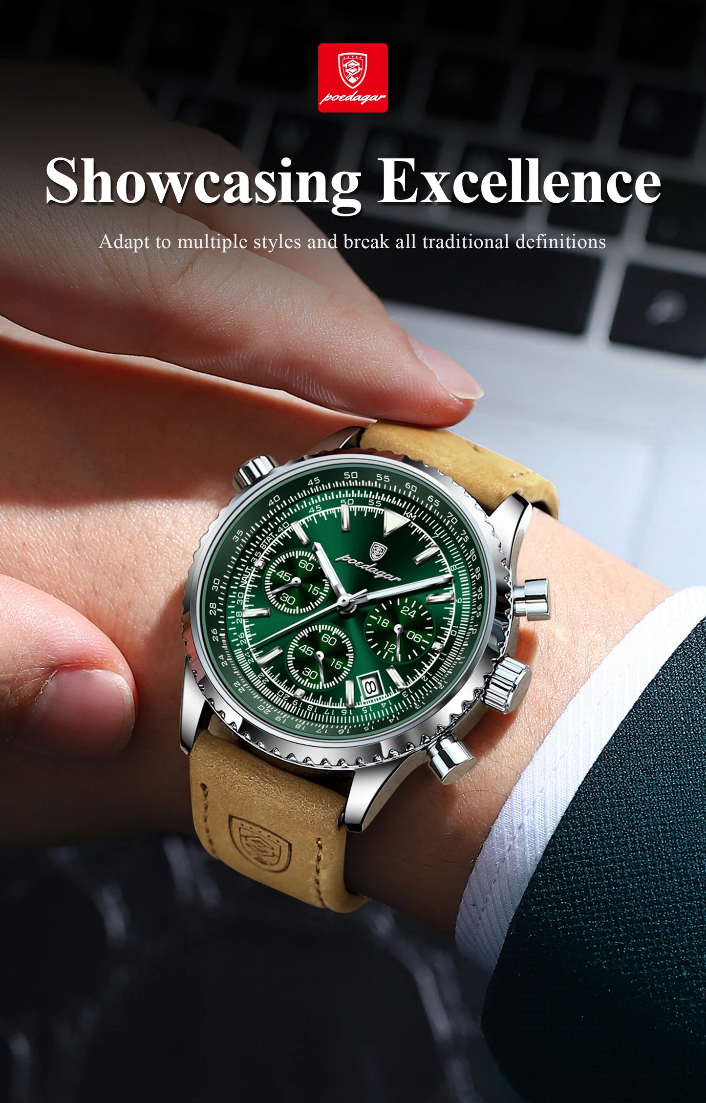 POEDAGAR Luxury Business Men's Watch Waterproof Luminous Date Chronograph Leather Man Clock Fashion Quartz Watches For Men Reloj Beauty World Shop