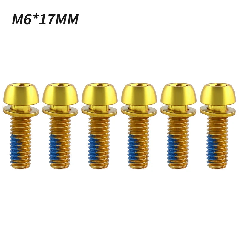 MUQZI 6pcs M6x17mm Disc Brake Caliper Bolts Bike Stem Bolt MTB Crank Arm Screw With Washer Bicycle Parts Beauty World Shop