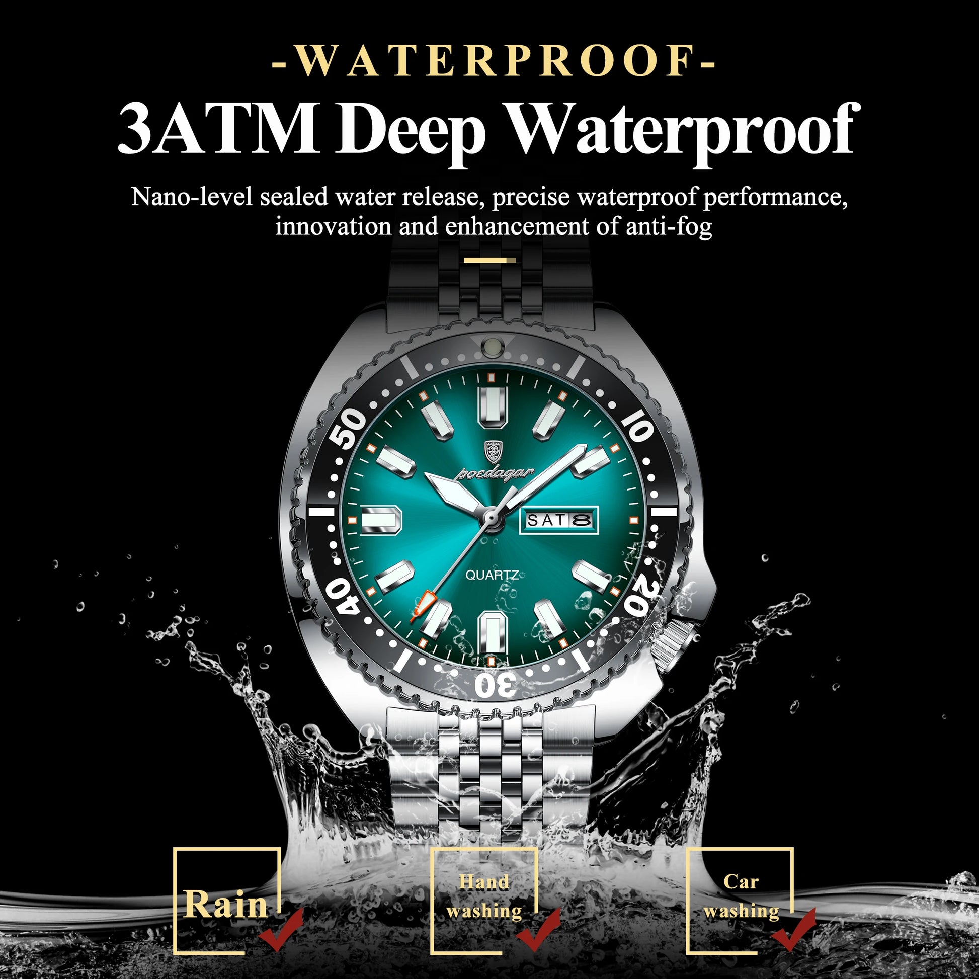 POEDAGAR Luxury Business Men Watch Date Week Waterproof Luminous Man Wristwatch Sport Stainless Steel Quartz Men's Watches Reloj Beauty World Shop