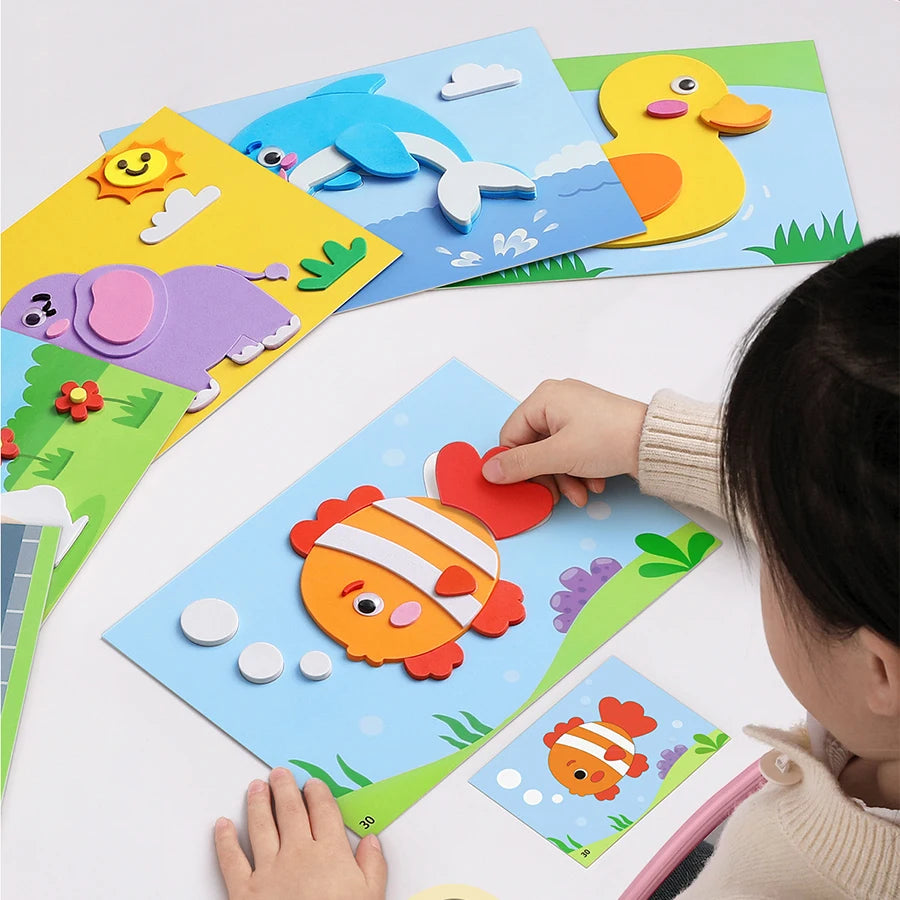 6pcs/set 3D EVA Foam Sticker DIY Cartoon Princess Animal Puzzle for Children Kids Multi-patterns Styles Toys for Children Gift Beauty World Shop