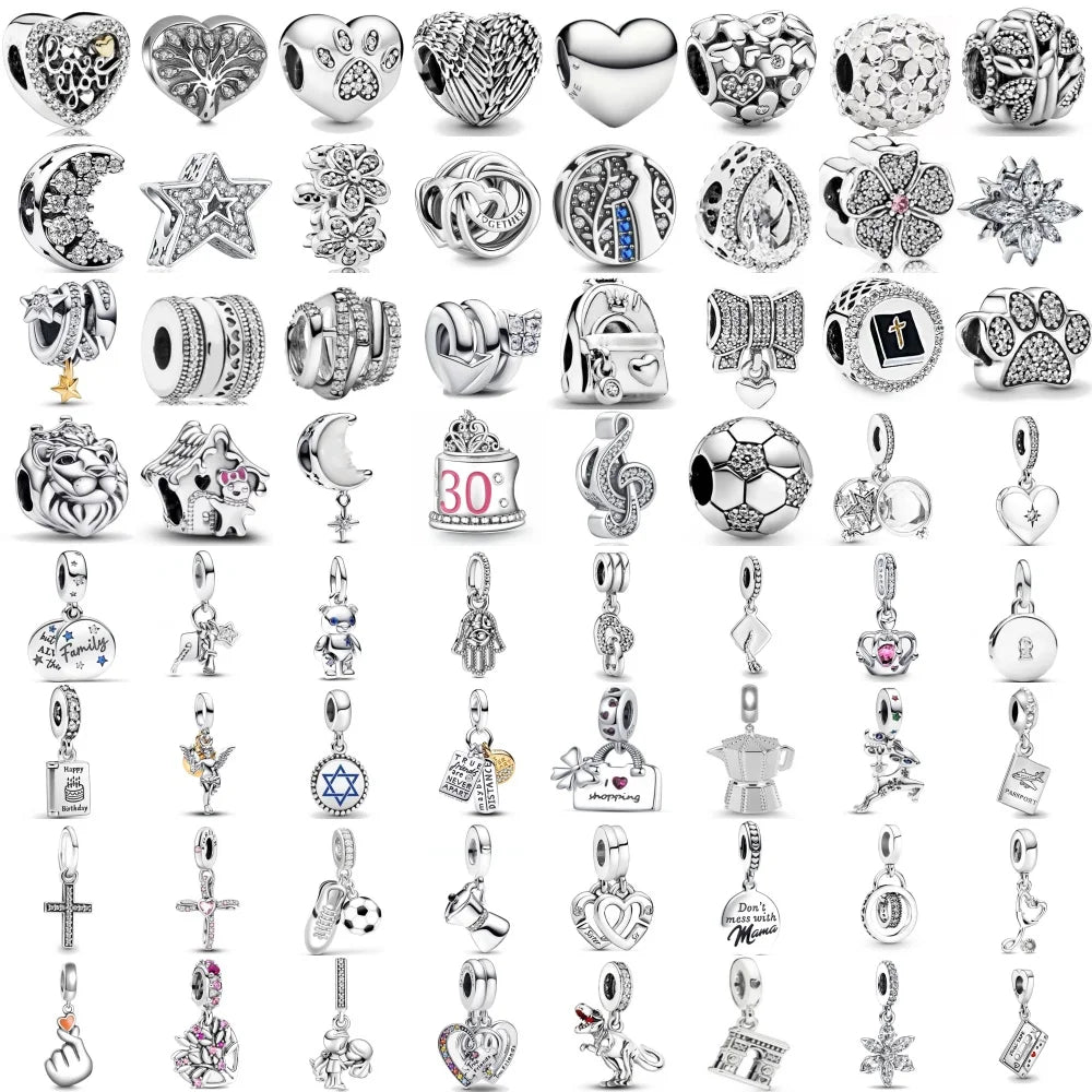 2025 New S925 Silver Spring Ball Bear Cross Pendant Suitable for Original Bracelets DIY Accessories Women's Charm Jewelry Gifts Beauty World Shop