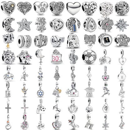2025 New S925 Silver Spring Ball Bear Cross Pendant Suitable for Original Bracelets DIY Accessories Women's Charm Jewelry Gifts Beauty World Shop