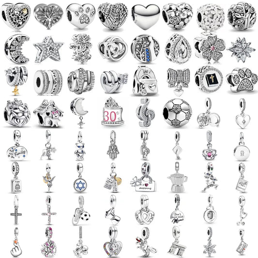 2025 New S925 Silver Spring Ball Bear Cross Pendant Suitable for Original Bracelets DIY Accessories Women's Charm Jewelry Gifts Beauty World Shop