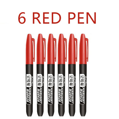 6 Pcs/Set Permanent Art Marker Pen Fine Point Waterproof Ink Thin Nib Crude Nib Black Blue Red Ink 1.5mm Fine Color Marker Pens Beauty World Shop