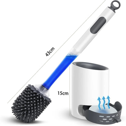 Water Spray Silicone Toilet Brush 40cm Long Handle Refillable Silicone TPR Brush With Wall-Mounted Bathroom Cleaning Accessories Beauty World Shop