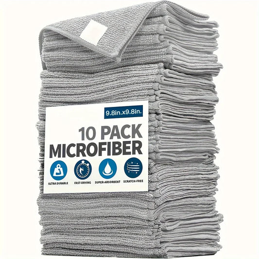 5/10/20pcs Kitchen Towel, Ultra-fine Fiber Light Gray Cleaning Cloth Set, Absorbent, Soft And Stain-removing Cloth Beauty World Shop