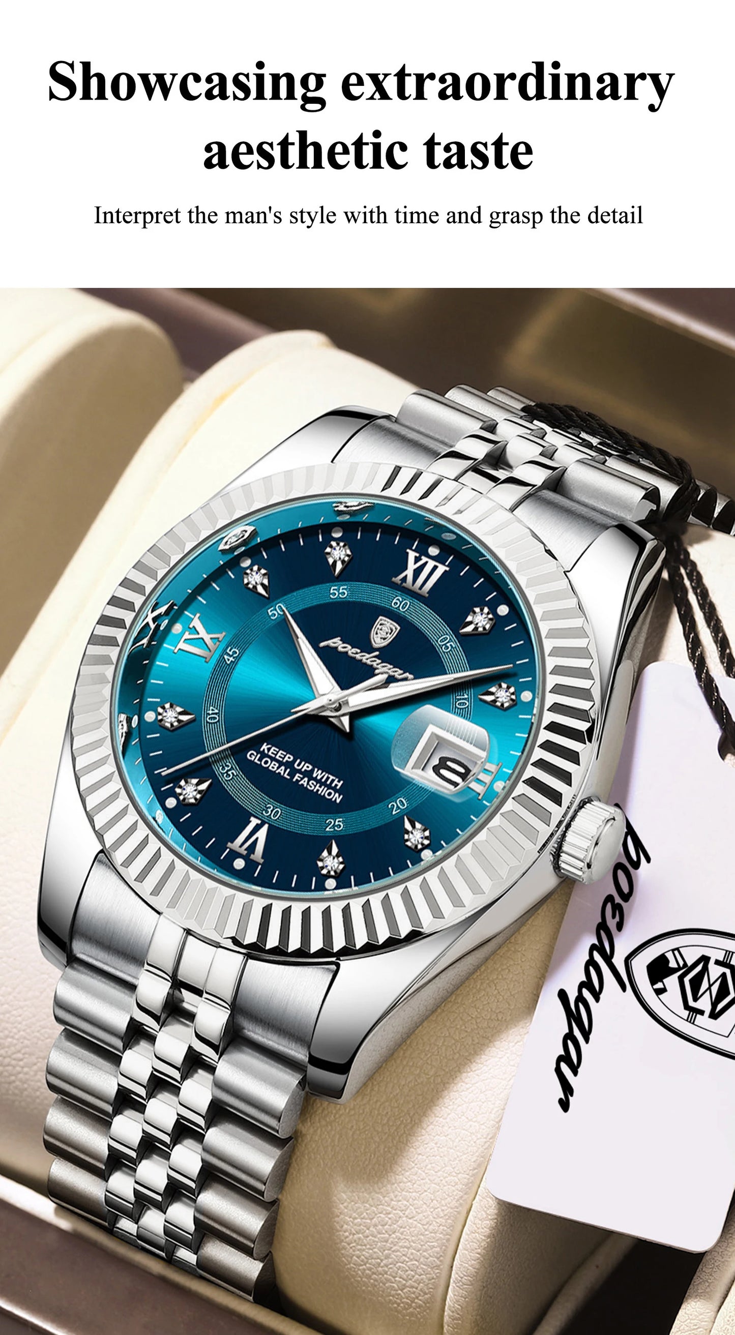 POEDAGAR Original Men Wristwatch Waterproof Luminous Date Business Man Clock Stainless Steel Quartz Military Men's Watches Reloj Beauty World Shop