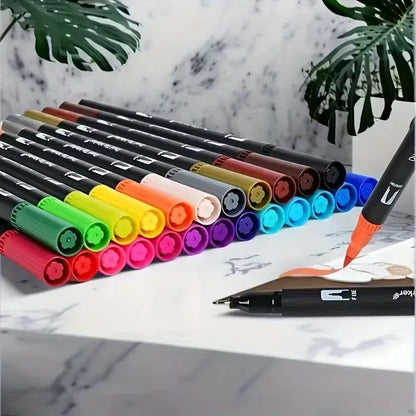 Vibrant Double-Ended Watercolor Markers – Art Set for Drawing & Crafts, Durable Plastic Bodies, Christmas Gift Beauty World Shop