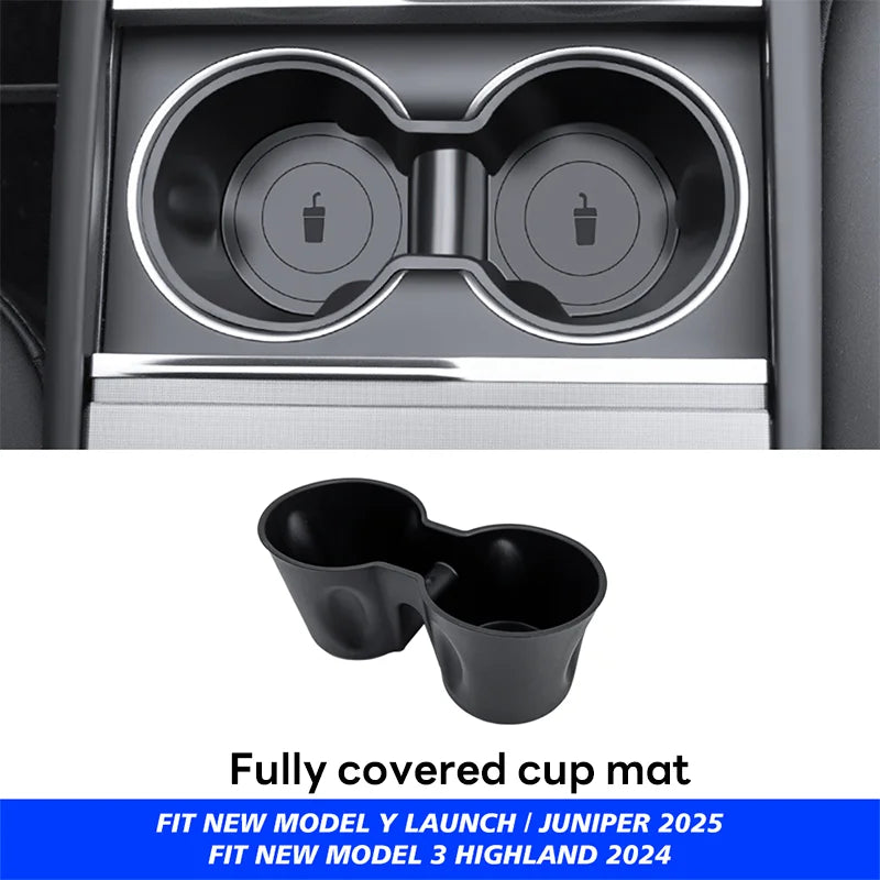For Tesla Model Y Juniper 2025 Launch Center Console Eyeglasses Storage Box Armrest Box Upper&Lower Silicone Pad Beauty World Shop