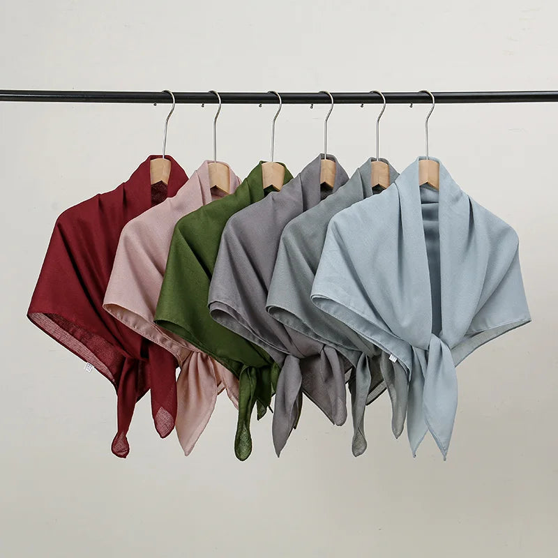 90*90cm Thin Soft Square Scarves for Women Simplicity Solid Color Cotton Linen Headscarf Muslim Female's Hijabs Bag Accessories Beauty World Shop