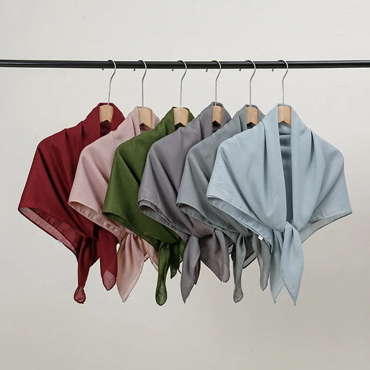 90*90cm Thin Soft Square Scarves for Women Simplicity Solid Color Cotton Linen Headscarf Muslim Female's Hijabs Bag Accessories Beauty World Shop