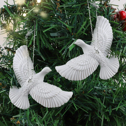 1/4pcs Resin White Dove Christmas Ornaments Xmas Tree Hanging Pendants 2026 New Year Party Home Wall DIY Decoration Kids Gifts Beauty World Shop