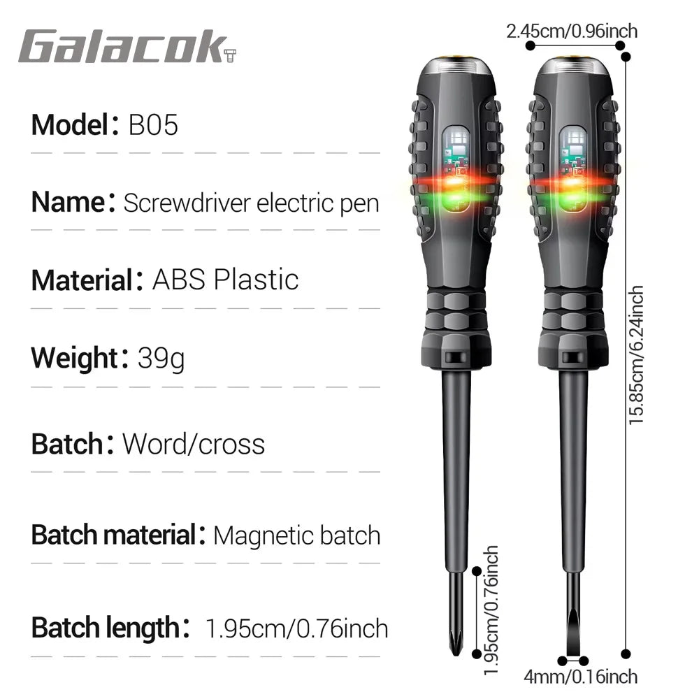 Multifunctional Electrician Test Screwdriver AC Non-contact Induction Test Pen Voltage Tester 70-600V Red Green Induction Lights Beauty World Shop