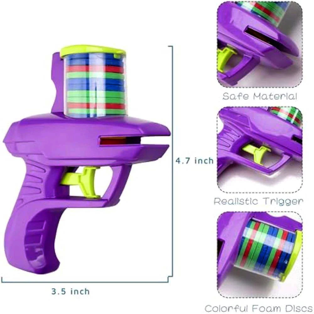 Kids Outdoor Game Foam Disc Gun Toy Flying Disc Shooting Launcher Gun Double Parent-child Interactive Children Toy Beauty World Shop