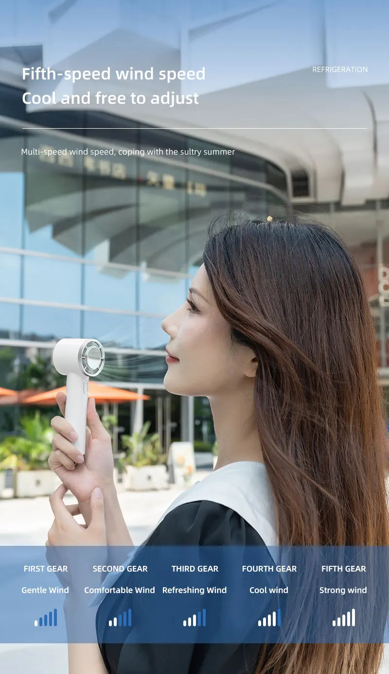 New Handheld Portable Fan 100 Wind Speeds Adjustable Refrigeration Mini Turbo Fan Long-lasting High Speed Cold Compress Fan