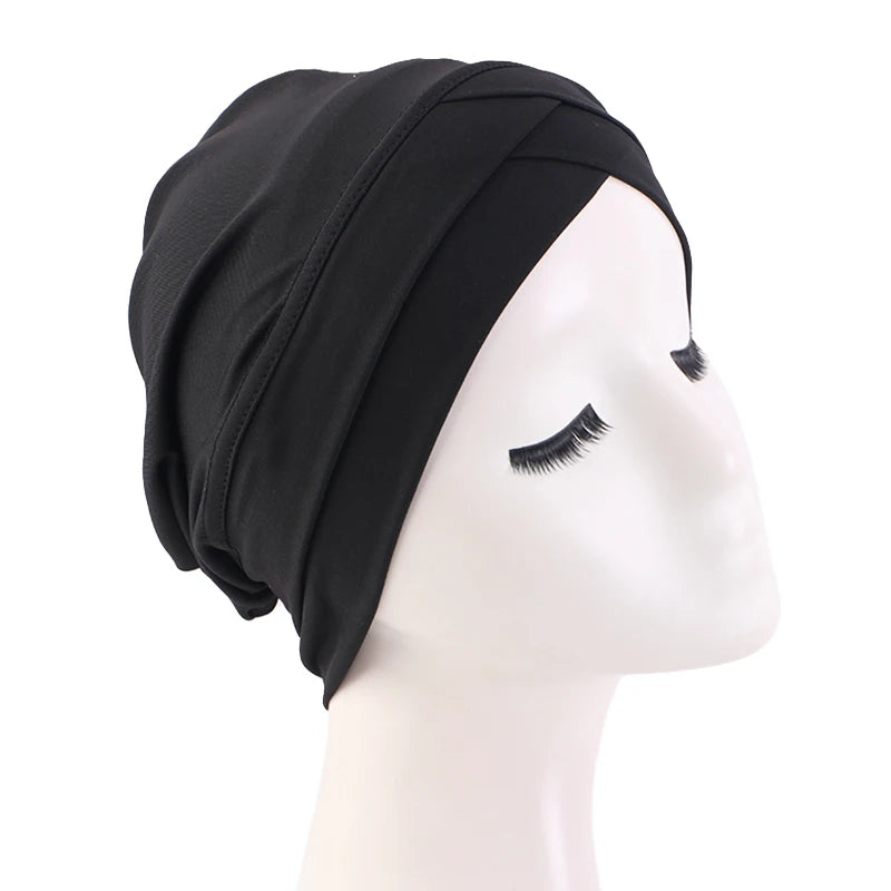 New Women cross muslim hijab inner hat Islamic UnderScarf Arab Wrap Chemo Bandana Muslim Scarf Hijab Bonnet Cap Indian Hat Beauty World Shop