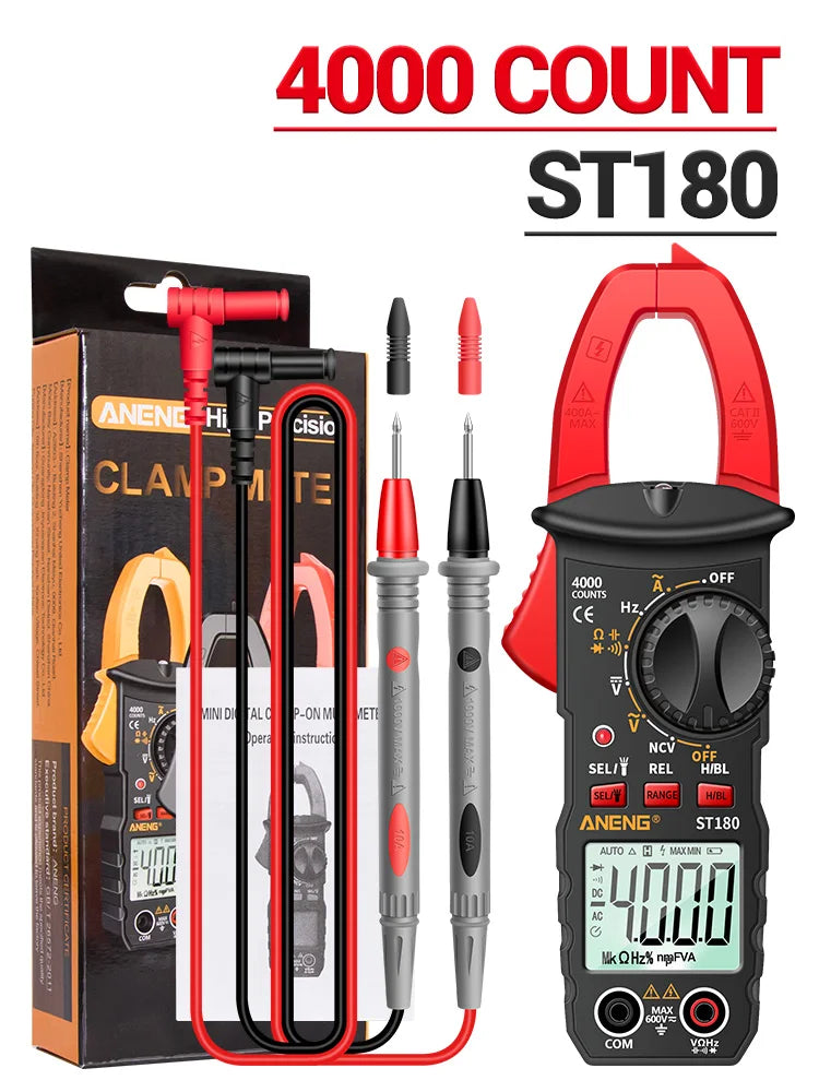 ANENG ST180 AC Current Clamp Meter  Digital 4000 Counts Multimeter Ammeter Voltage Tester Car Amp Hz Capacitance NCV Ohm Tool Beauty World Shop