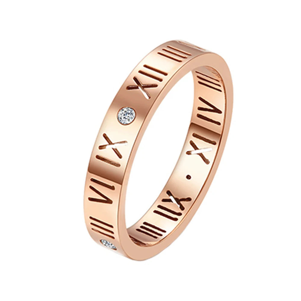 Three Layers Roman Numerals Ring for Women Luxury Stainless Steel Rotatable Crystal Finger Rings Female Wedding Trendy Jewelry Beauty World Shop