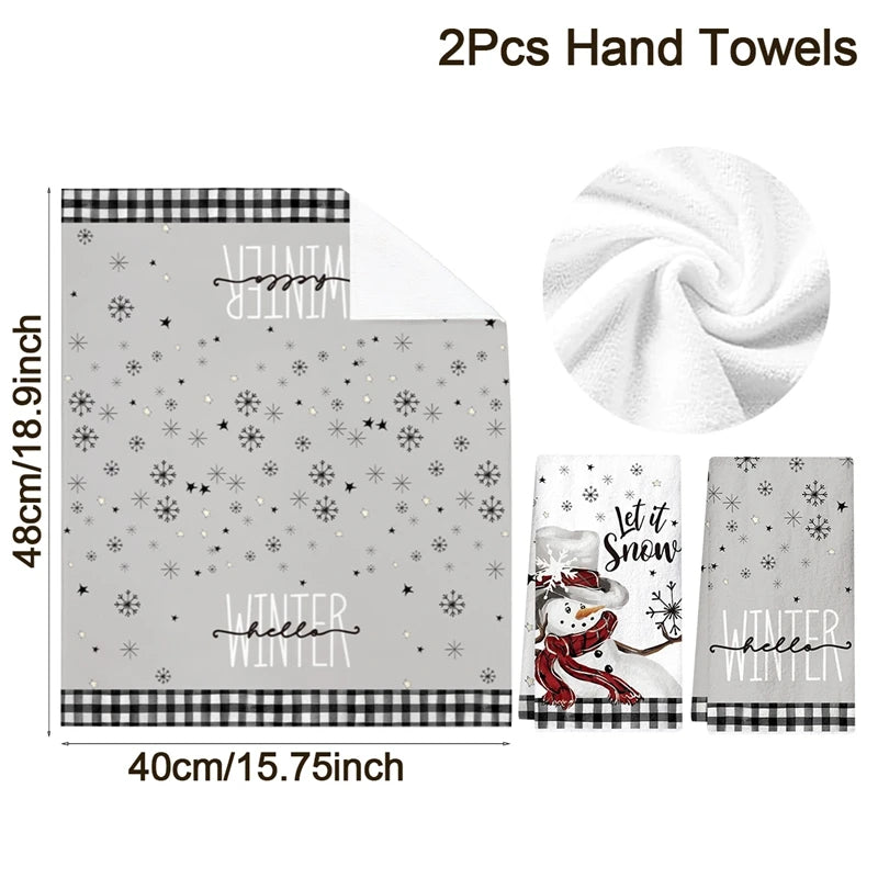 2pcs Christmas Kitchen Towels Buffalo Plaid Xmas Hand Towels Christmas Decorations for Home 2025 Navidad Noel Dish Towels Gifts Beauty World Shop