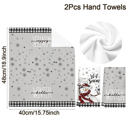 2pcs Christmas Kitchen Towels Buffalo Plaid Xmas Hand Towels Christmas Decorations for Home 2025 Navidad Noel Dish Towels Gifts Beauty World Shop