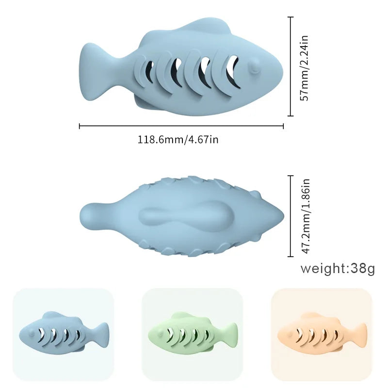 Silicone Treat Dispensing Fish Teeth Cleaning Self-Playing Boredom Relief Cats Wand Kitten Chew Resistant Molar Interactive Toy Beauty World Shop
