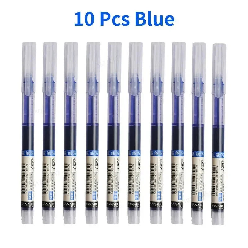 10Pcs/set High Quality Needle Type Gel Pens Straight Liquid Ballpoint Pen Kawaii Stationery School Office Supplies Writing Beauty World Shop