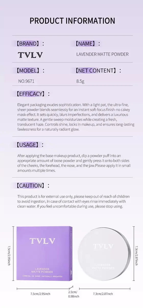 1PC Violet Cream To Powder Skin-friendly Skin Natural Face Long Lasting Oil-controlling Contouring Powder Cosmetics Beauty Trend Shop