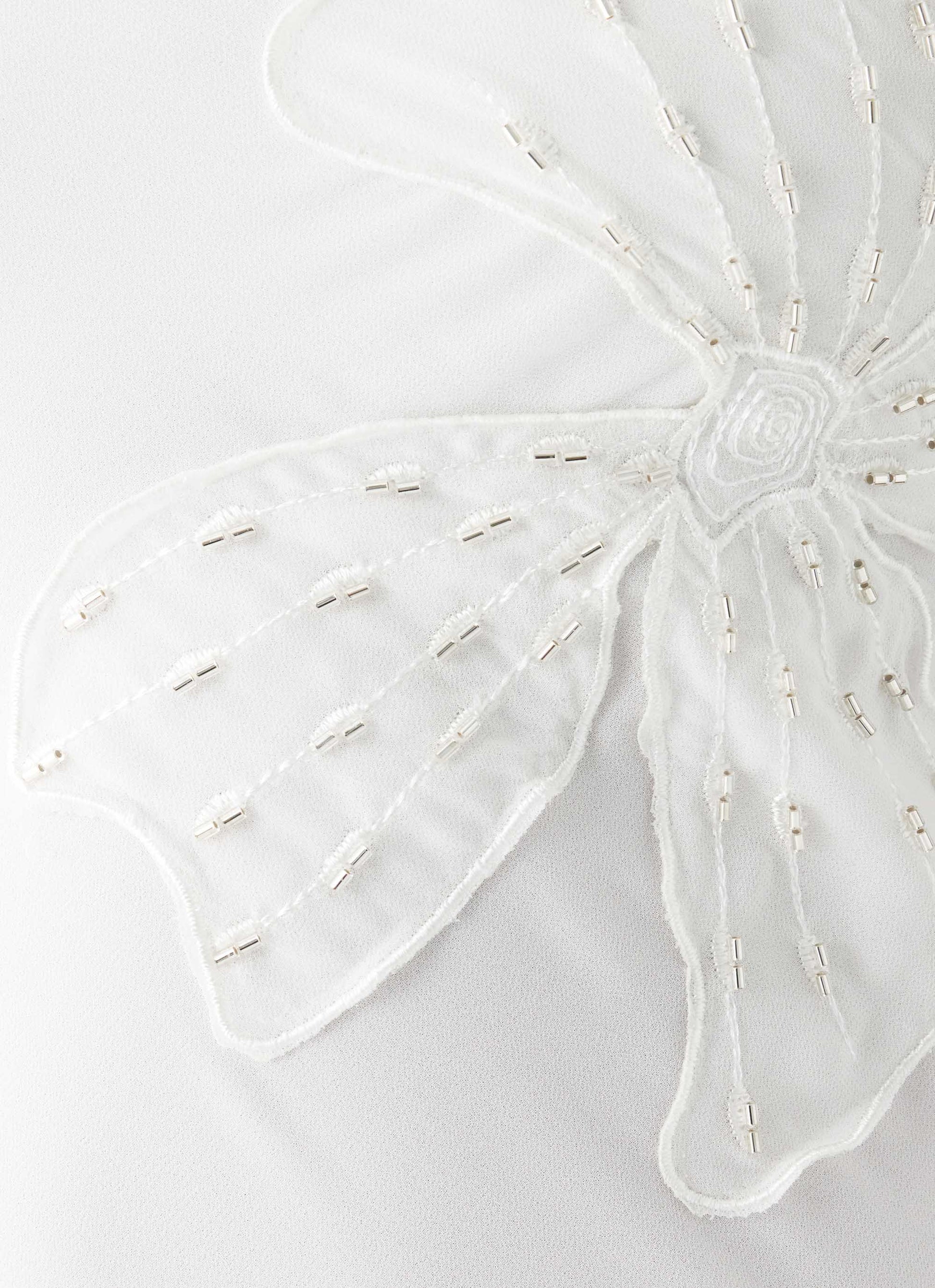 Sassafras Beaded Flower Strapless Maxi Dress - White Peppermayo Exclusive