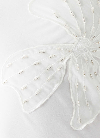 Sassafras Beaded Flower Strapless Maxi Dress - White Peppermayo Exclusive