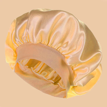 1pc Women's Solid Color Satin Wide-Brimmed Shower Cap, Suitable For Daily Use Silk Bonnet Satin Bonnet Beauty World Shop