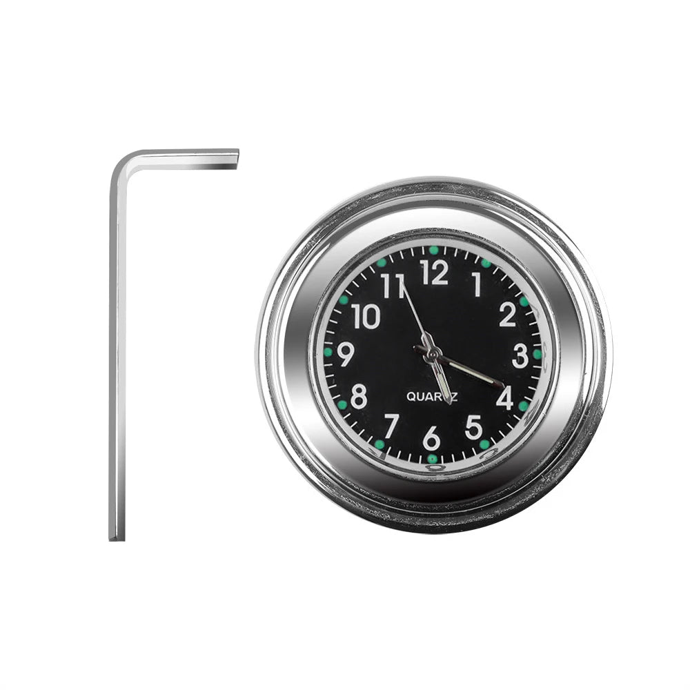 Aluminum Luminous Quartz Watch 22-25mm Motorcycle Scooter Bicycle Handlebar Mount Clock Time Display Clock Moto Accessories Beauty World Shop