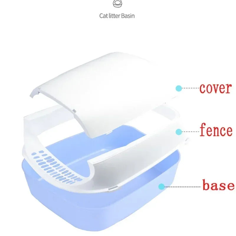 Kitty Sandbox Cat Litter Box Semi-enclosed Splashproof Cat Tray Cat Toilet Cleaning Basin Supplies Pet Toilet Kitten Tray Bedpan Beauty World Shop