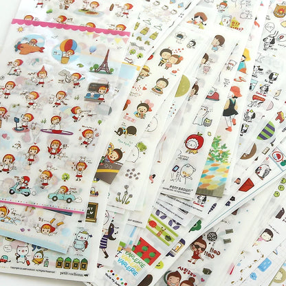 6Pieces/Set Transparent Pvc Waterproof Cartoon Sticker DIY Hand Account Decorative Stickers Kawaii Phone Cup Stickers Beauty World Shop