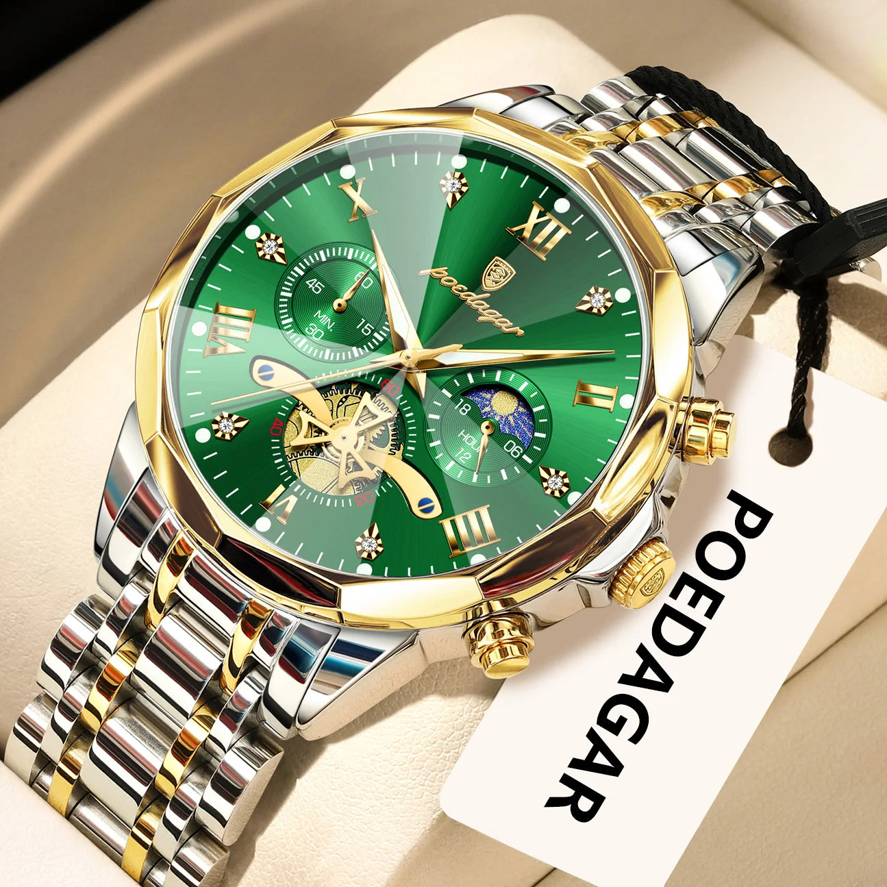 POEDAGAR Luxury Original Men Watch Waterproof Luminous Chronograph Man Wristwatch Stainless Steel Quartz Top Men's Watches Reloj Beauty World Shop