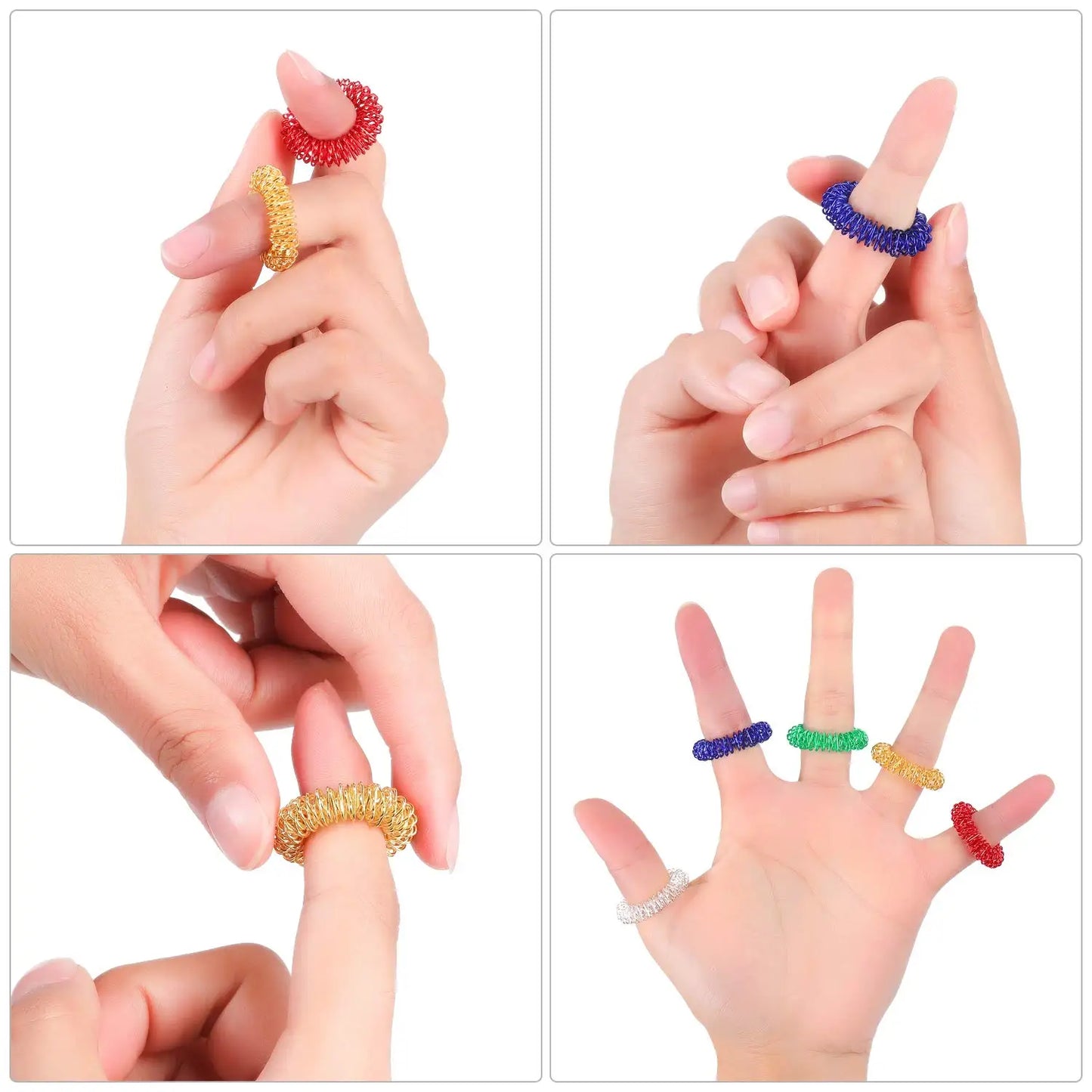 Acupressure Rings Spiky Sensory Finger Rings, Spiky Finger Ring Acupressure Ring Set Silent Stress Massager Finger Massage Tool Beauty World Shop