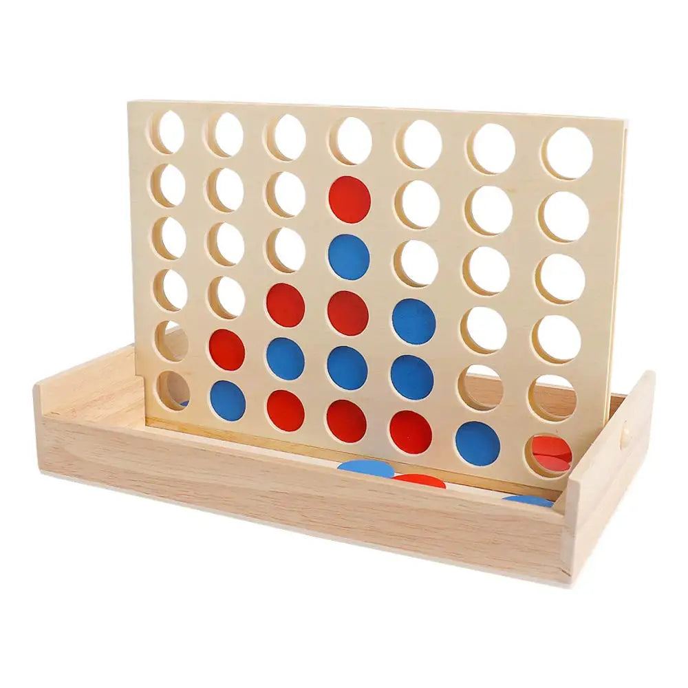 Wooden 4 Row Board Game 4 Connected Games for Travel Board Game Foldable Classic Family Fun Toy Christmas Gift Beauty World Shop