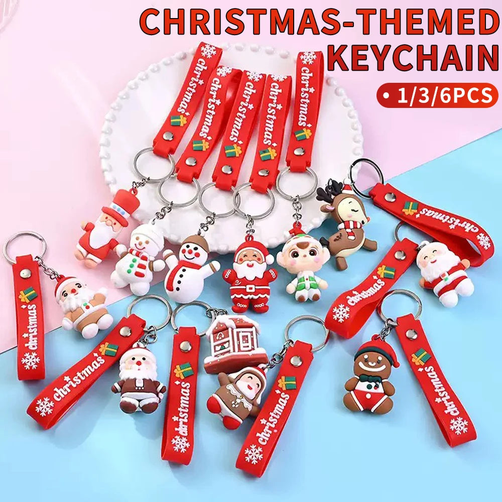 1/3/6PCSChristmas Keychain - Santa Claus Christmas Eve Gift - Doll Pendant - Couple Car And Bag Decoration Small Gift - Company Beauty World Shop