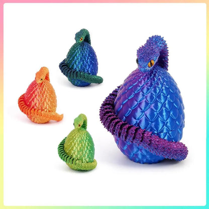 3D Printing Action Figure Snake Egg Toys Creative Stress Relief Anime Figures Moveable Rotation Desktop Ornaments Gift Beauty World Shop
