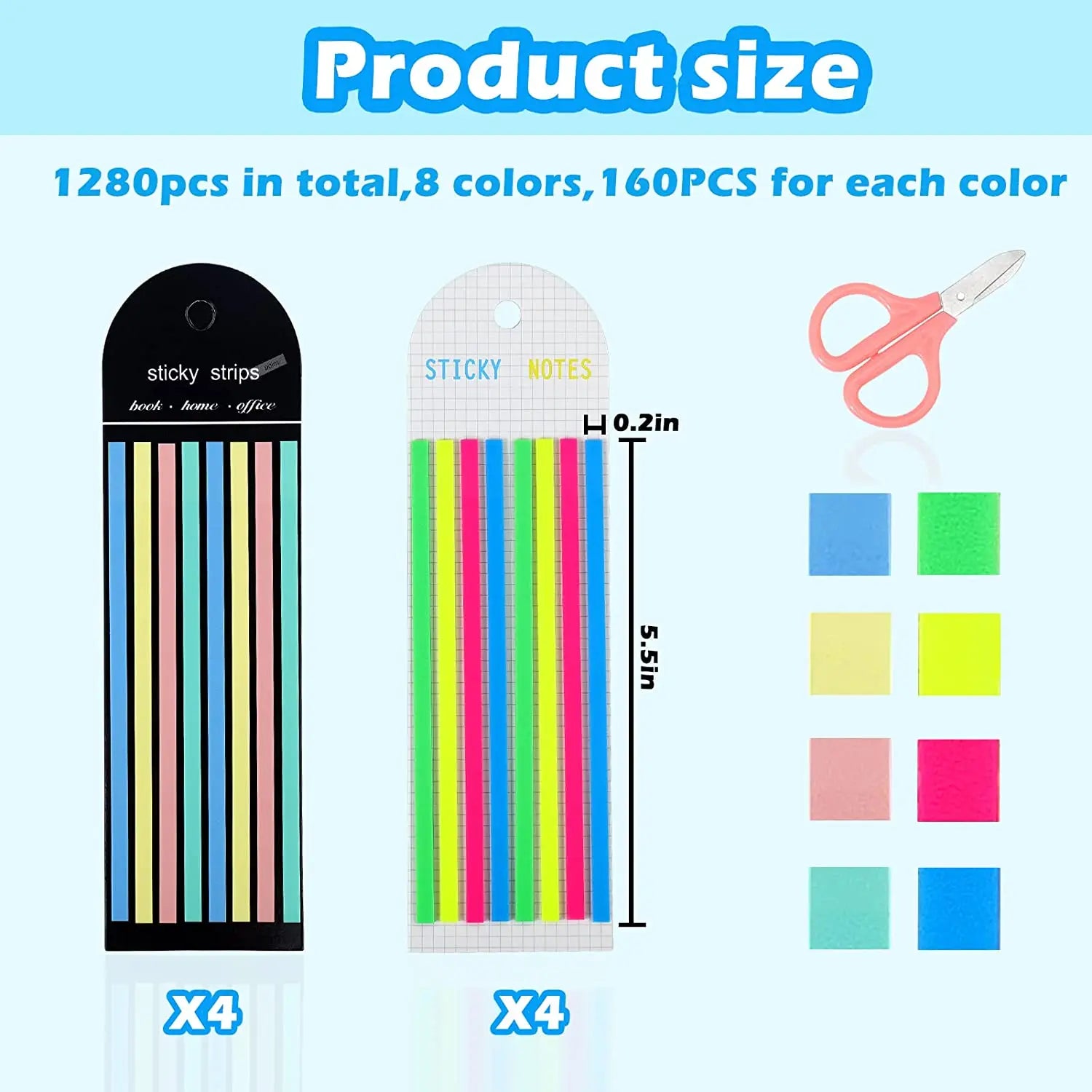 5 Roll 5 Colors Stickers Transparent Fluorescent Index Tabs Flags 5m Sticky Note Stationery Children Gift School Office Supplies Beauty World Shop