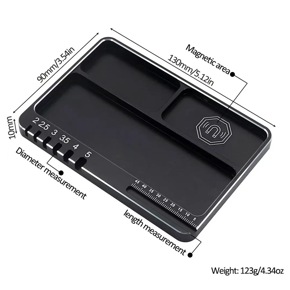 9IMOD RC Screw Tray with Magnetic Pad Aluminium Alloy Magnet Screws Disk Storage Plate for RC Airplane Car Boat Repair Tool Beauty Fashion