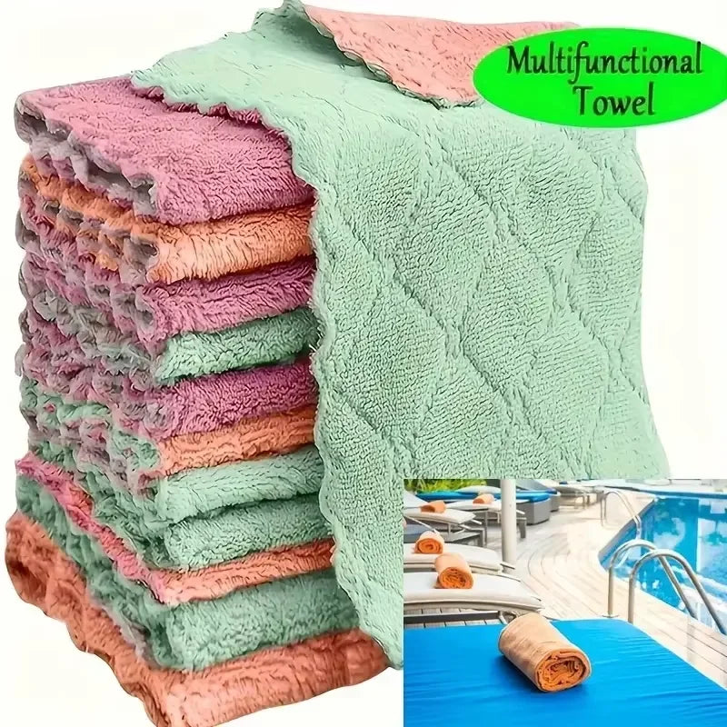 5/10/20pcs Kitchen Towel, Ultra-fine Fiber Light Gray Cleaning Cloth Set, Absorbent, Soft And Stain-removing Cloth Beauty World Shop