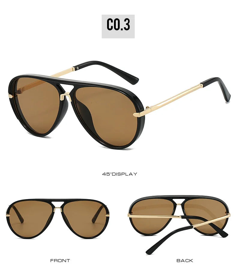 Trendy Oversized Pilot Sunglasses Women Men Vintage Retro Classic Designer Sun Glasses UV400 Protection Fashion Ladies Shades Beauty World Shop