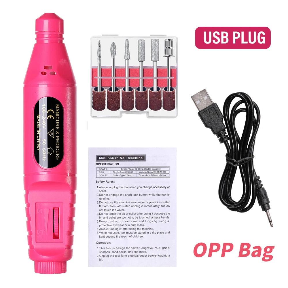 LINMANDA 6 In 1 Electric Nail Drills Kit Remove Polisher Manicure Portable Nail File Nail Drill Equipment  Pen Tools Machine Beauty World Shop