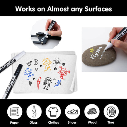 Black/White Oil Based Paint Pens, Permanent Marker for Metal, Wood, Canvas, Fabric, Plastic, Tire, Glass, Waterproof Beauty World Shop