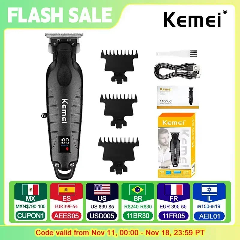 Kemei KM-2293 Hair Cutting Machine Professional Rechargeable Barber Hair Clippers Electric Hair Trimmers Cordless for Men Kemei Beauty Trend Shop