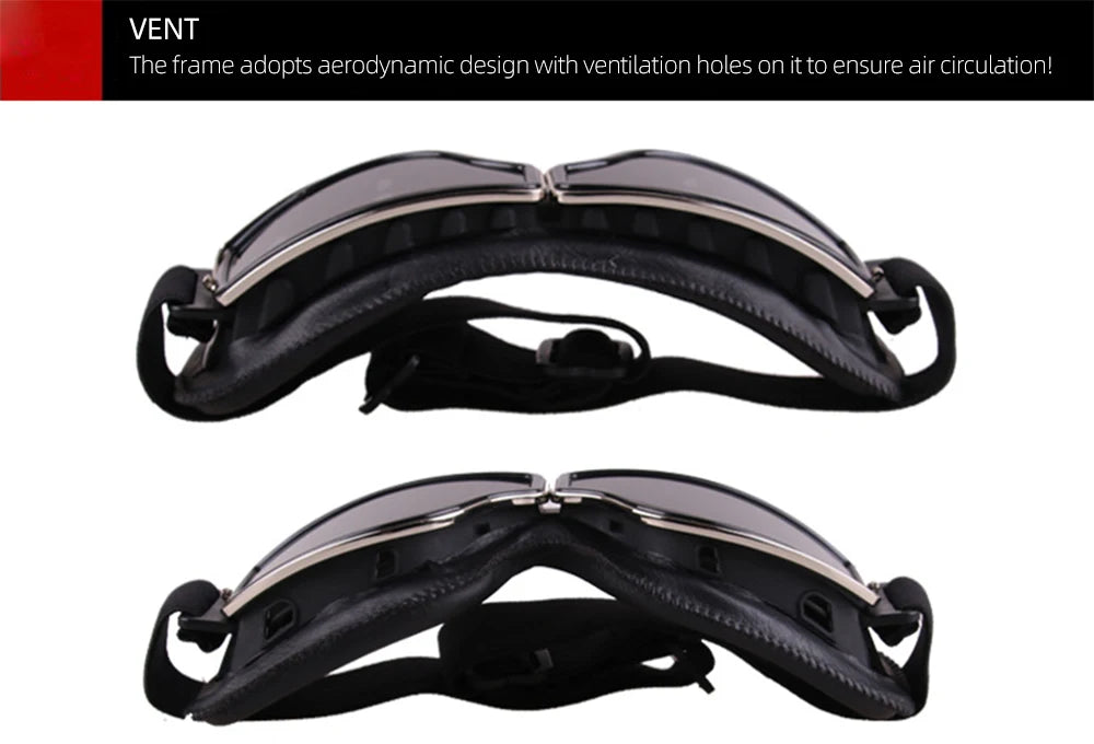 Motorcycle Glasses Windproof Motorcycle Helmet Glasses Sunglasses Retro Universal Folding Leather Retro Motorcycle Accessories Beauty World Shop