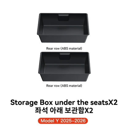 YZ For Tesla Model Y Juniper 2026 Underseat Storage Box Seats Drawer TPE Hidden Storage Tray Push Pull Car Organizer Accessories Beauty World Shop