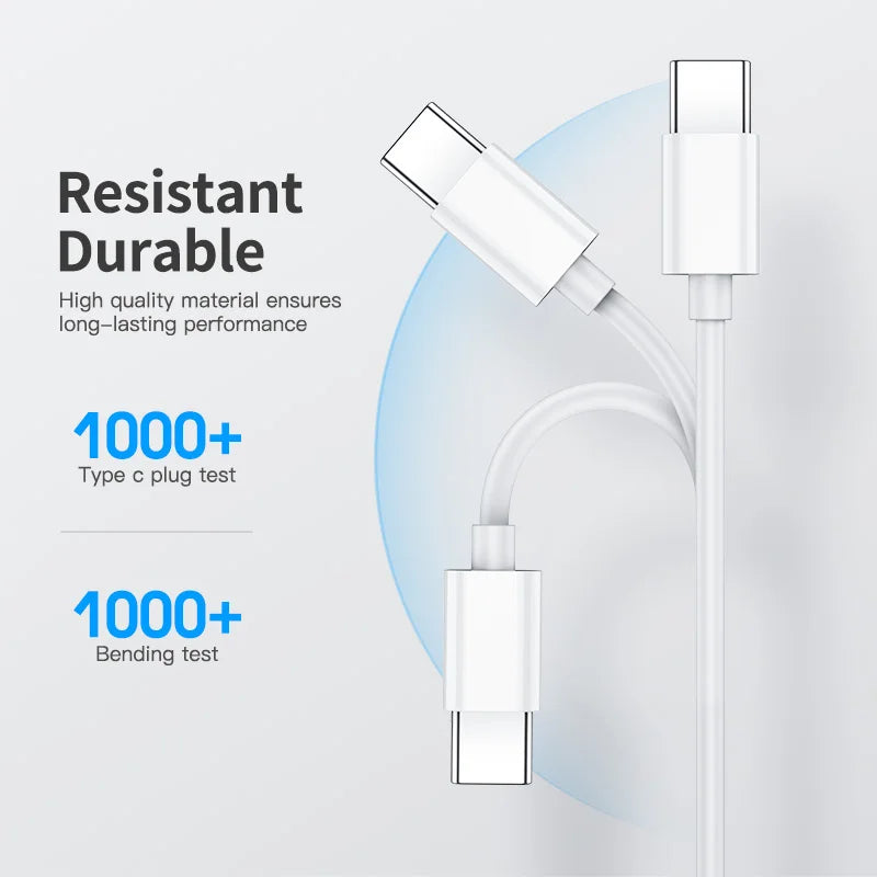 100W USB-C to USB-C Fast Charging PD Cable For iPhone 15 16 17 Pro Max Huawei Mate 60 Xiaomi Samsung Type C to Type C Data Cable Beauty World Shop