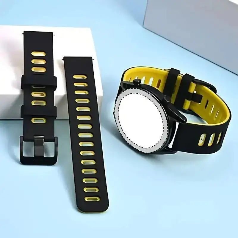 Case+Strap Compatible for Garmin Forerunner 965 Strap 22mm Two Tone Sports Silicone Band Soft Hollow Protector Cover (wihtout fi