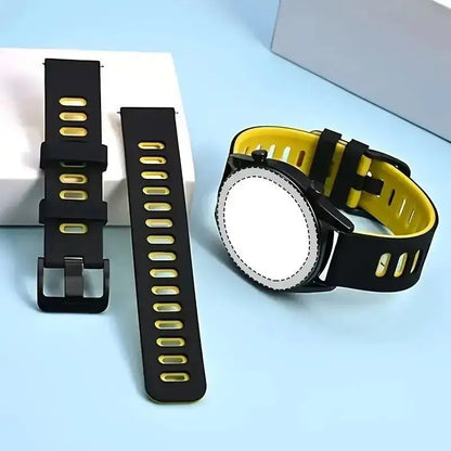 Case+Strap Compatible for Garmin Forerunner 965 Strap 22mm Two Tone Sports Silicone Band Soft Hollow Protector Cover (wihtout fi